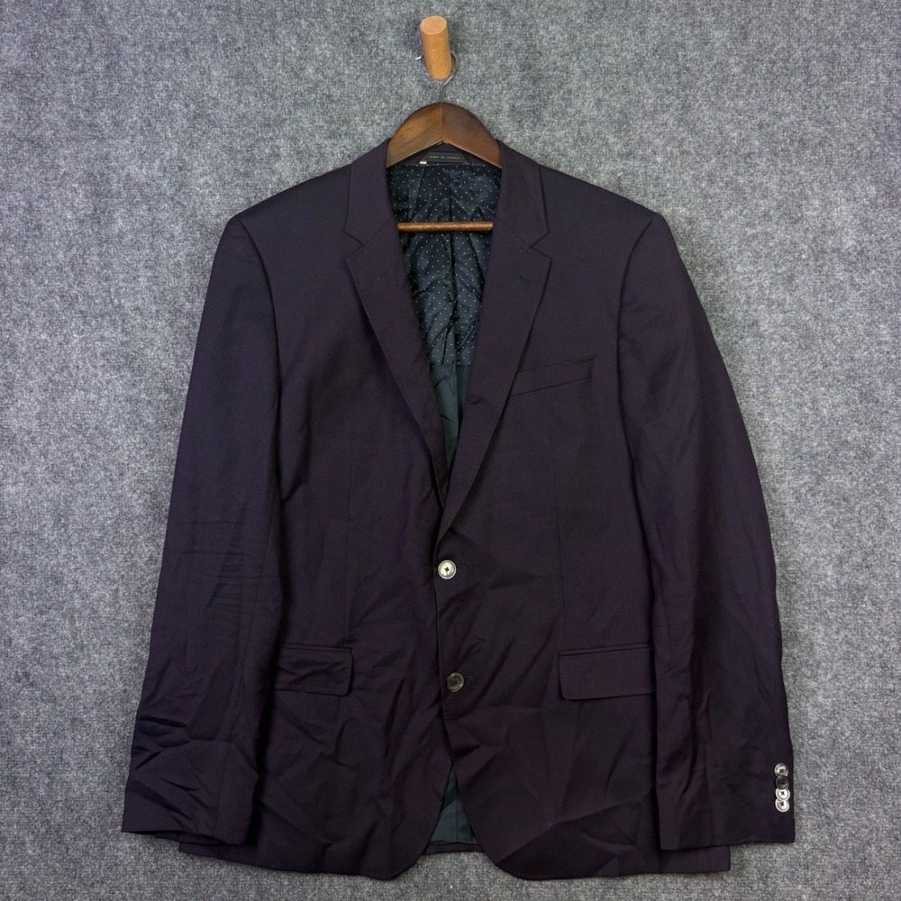 Hugo Boss Blazer Mens 44R Purple Virgin Wool 2 Button Sport Coat Jacket Luxury
